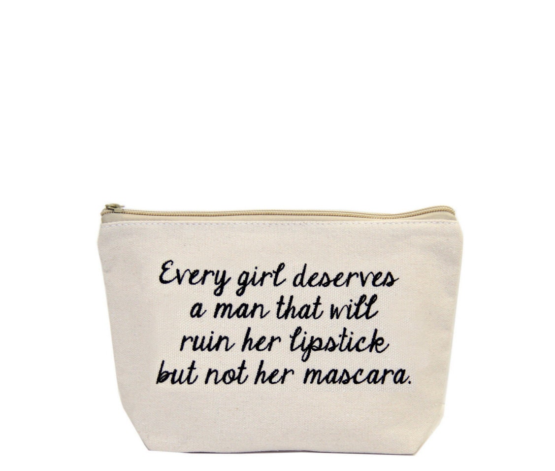  Jules Natural Canvas Cosmetic Bag With Zipper Closure I Believe  In Pink Audrey Hepburn Quote : Home & Kitchen
