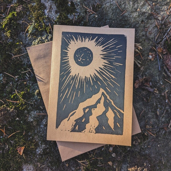 Moon Mountain Blockprint Card