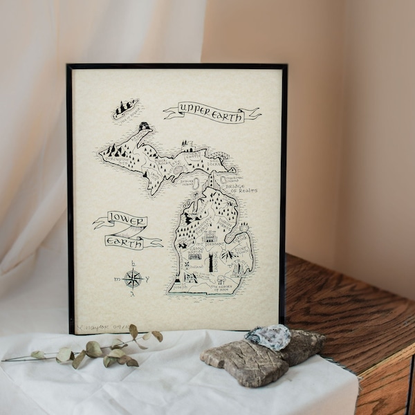 Le Seigneur des Anneaux / Le Hobbit Carte de la Terre du Milieu du Michigan