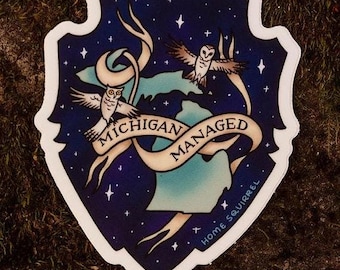 Michigan Managed Marauder's Map Owl Sticker