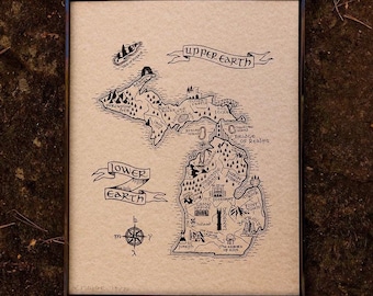 Lord of the Rings / The Hobbit Middle Earth Map of Michigan