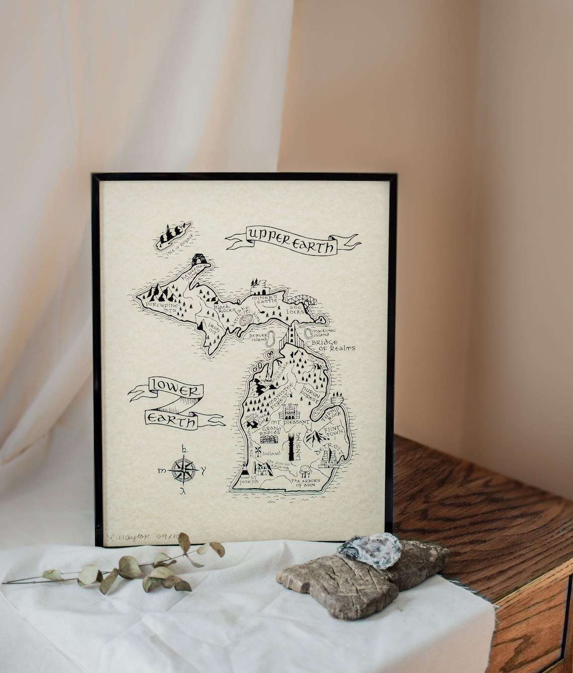 Lord of the Rings / the Hobbit Middle Earth Map of Michigan - Etsy