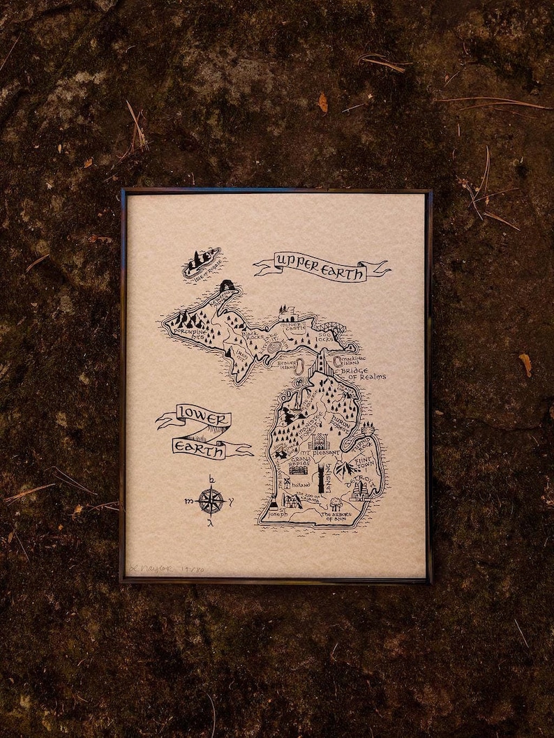 Lord of the Rings Middle Earth Map of Michigan