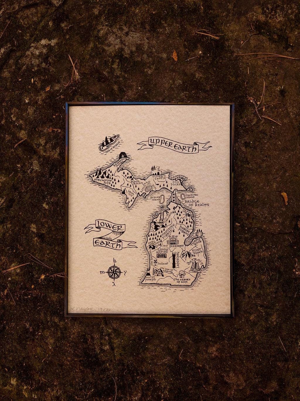 Lord of the Rings / the Hobbit Middle Earth Map of Michigan - Etsy