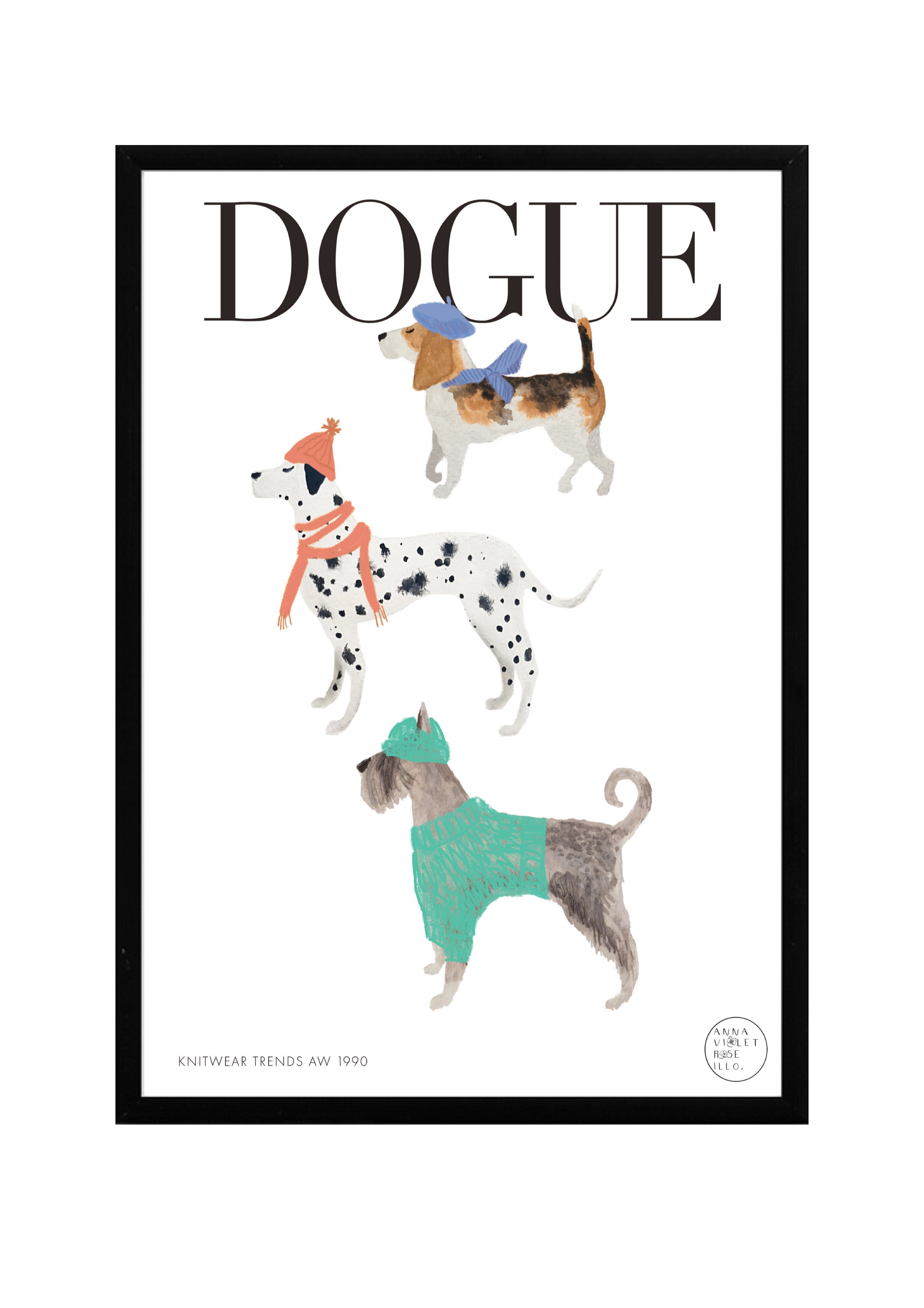 Dog Fashion Art Print Etsy