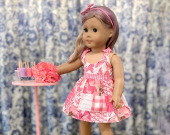 Inspirational Hope Summer Dress - coordinating butterfly and inspirational fabric in pinks - fits any 18" doll brand - handmade Canada