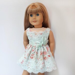 Mint Lacy Doll Dress - Floral Fancy Dress With Matching Lace on Skirt
