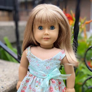 Mint Lacy Doll Dress - Floral Fancy Dress With Matching Lace on Skirt