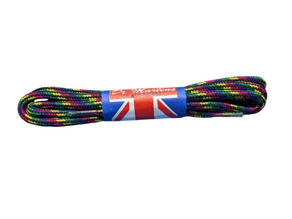 Cordones de zapatos Dr Martens Vintage 1990s Deadstock con 3 ojales redondos de 60 cm fabricados en Inglaterra Arcoiris multicolor rojo azul amarillo verde Etsy Espana