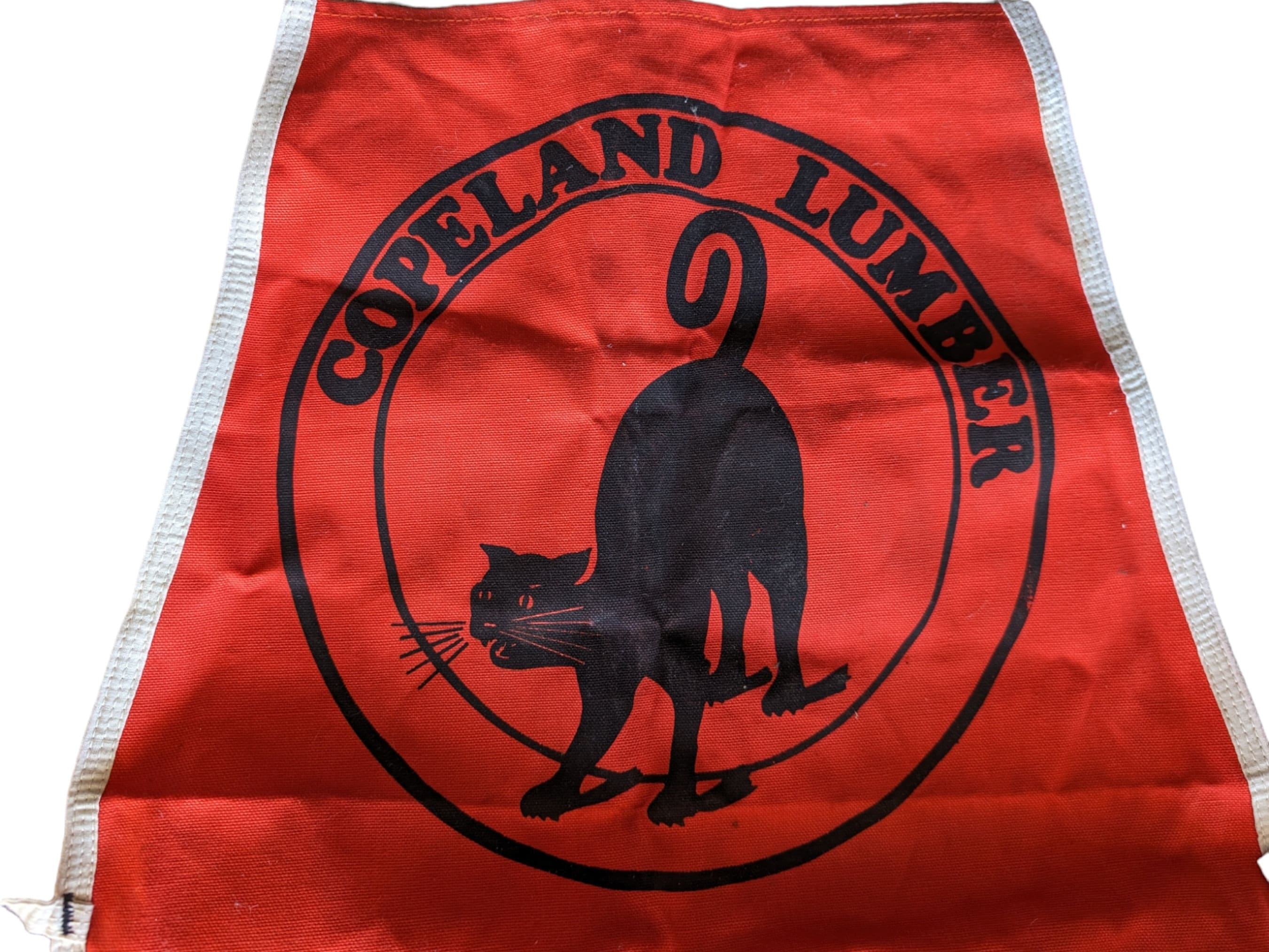 Vintage Red Canvas Copeland Lumber Black Cat Construction 
