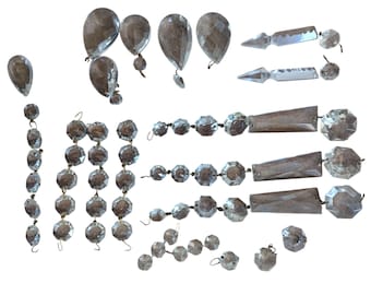 vintage reclaimed glass chandelier crystals lot