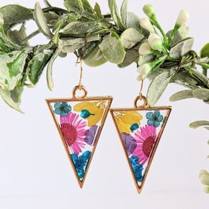 Summer earrings, Dry flower earrings, Resin earrings, Spring earrings, Prom earrings, Statement earrings, Pressed flower earrings, Resin image 2