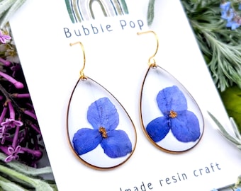 Pressed flower earrings, Resin flower, Dry flower earrings, Purple flower earrings, Handmade resin, Resin jewelry