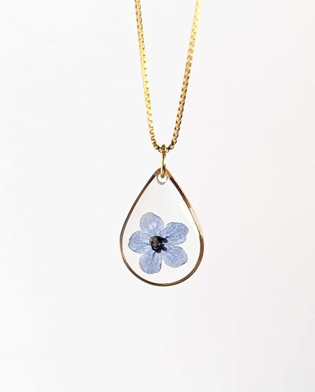 Resin Flower Necklace, Dry Flower Necklace, Pressed Flower, Resin