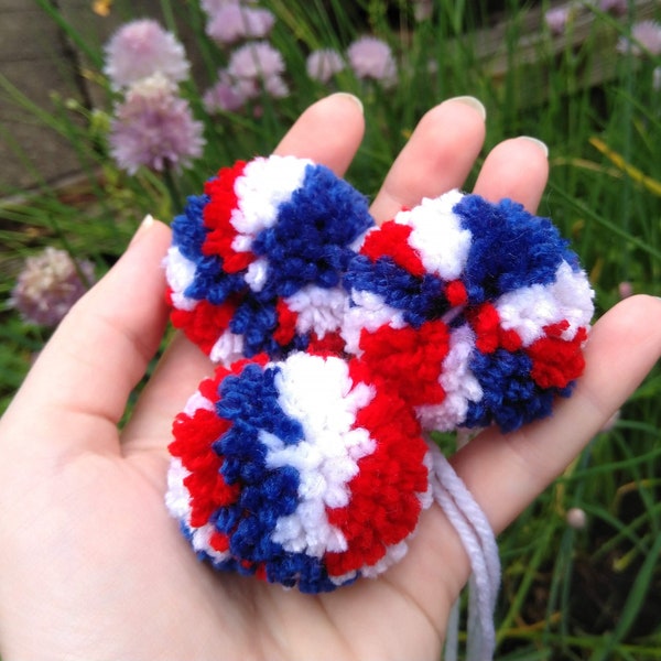 Red White and Blue Pompoms, 4th of July, Patriotic Decor,  Red White and Blue Stripes, Pom Pom, Large Pom Poms, 4th of July Decorations, USA