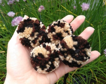 Leopard Print Pompoms, Pom Pom, 1.5 Pom, 2" Pom, 3" Pom, 4" Pom, Large Pompom, Yarn Pom Poms, Pompoms for Crafts, Pompoms for Hats, Animal