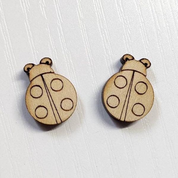 Ladybug Unfinished Wood Charm // Unfinished DIY Earrings / Blank Wood Earring Charm / Stud Earring Charms / Polar Wood Charm / Sold in Pairs