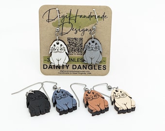 Holland Lop Earrings / Dainty Dangle Bunny Faces / Hypoallergenic Stainless Steel / Custom Pair / Mismatched or Matching Rabbits