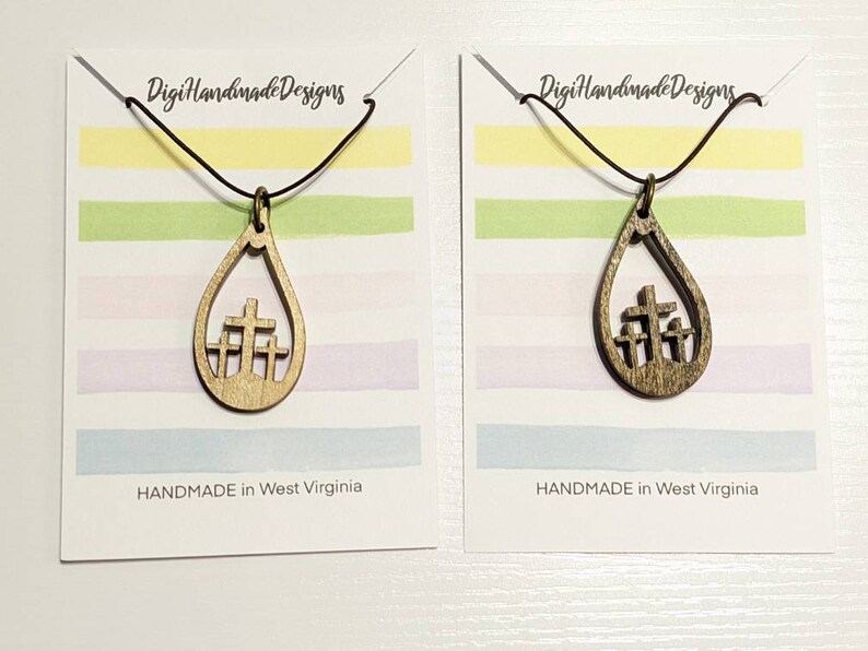 Teardrop Holy Trinity Cross Necklace // Three Crosses / Etsy