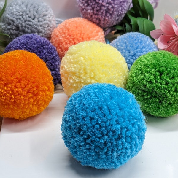 2 inch Pompoms, Pompoms, Large 2" Pompoms, Pom Poms, Pompoms for Hats, Craft Supplies, Handmade Pompoms, Acrylic Yarn Poms, Craft Balls, Pom