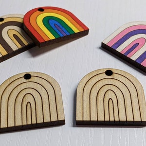Unfinished Rainbow Earring Blanks // Wood Charms / Blank Earrings / DIY / Jewlery Supplies / Engraved Rainbow Pendant / Jewelry Blanks