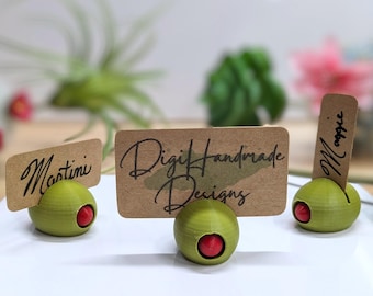 Spanish Green Olive Place Card Holder for Wedding Table Numbers, Name Tags, and Labels Bulk 1 to 100, 1 inch, PLA