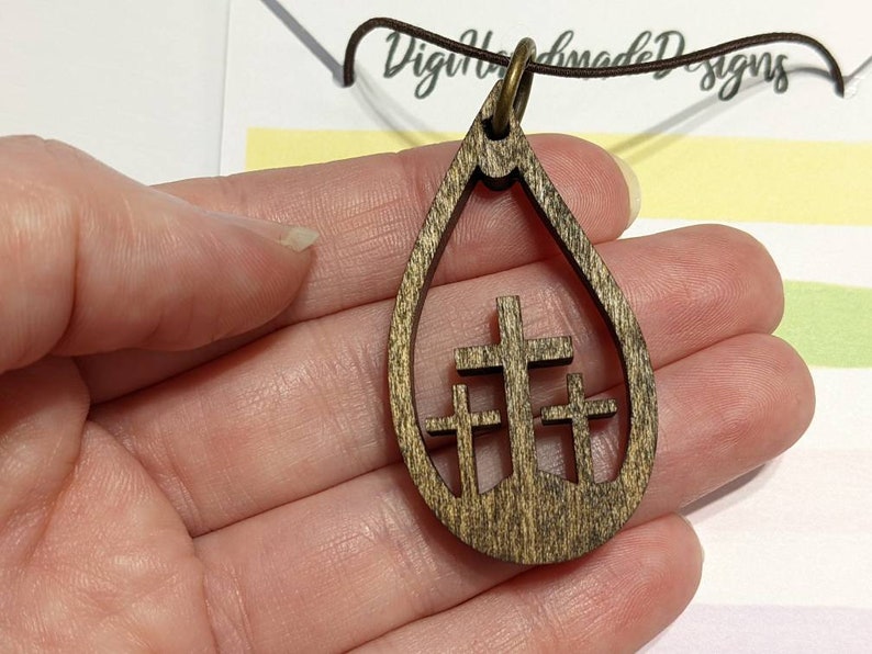 Teardrop Holy Trinity Cross Necklace // Three Crosses / Etsy