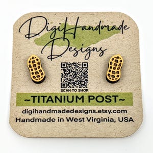 Peanut Earrings / Fun Snack and Food Studs / Handmade Nut Jewelry / Hypoallergenic Titanium Post
