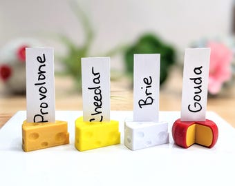 Cheese Wedge Place Card Holder for Wedding Table Numbers, Charcuterie Boards, Name Tags, and Food Labels Bulk 1 to 100, PLA
