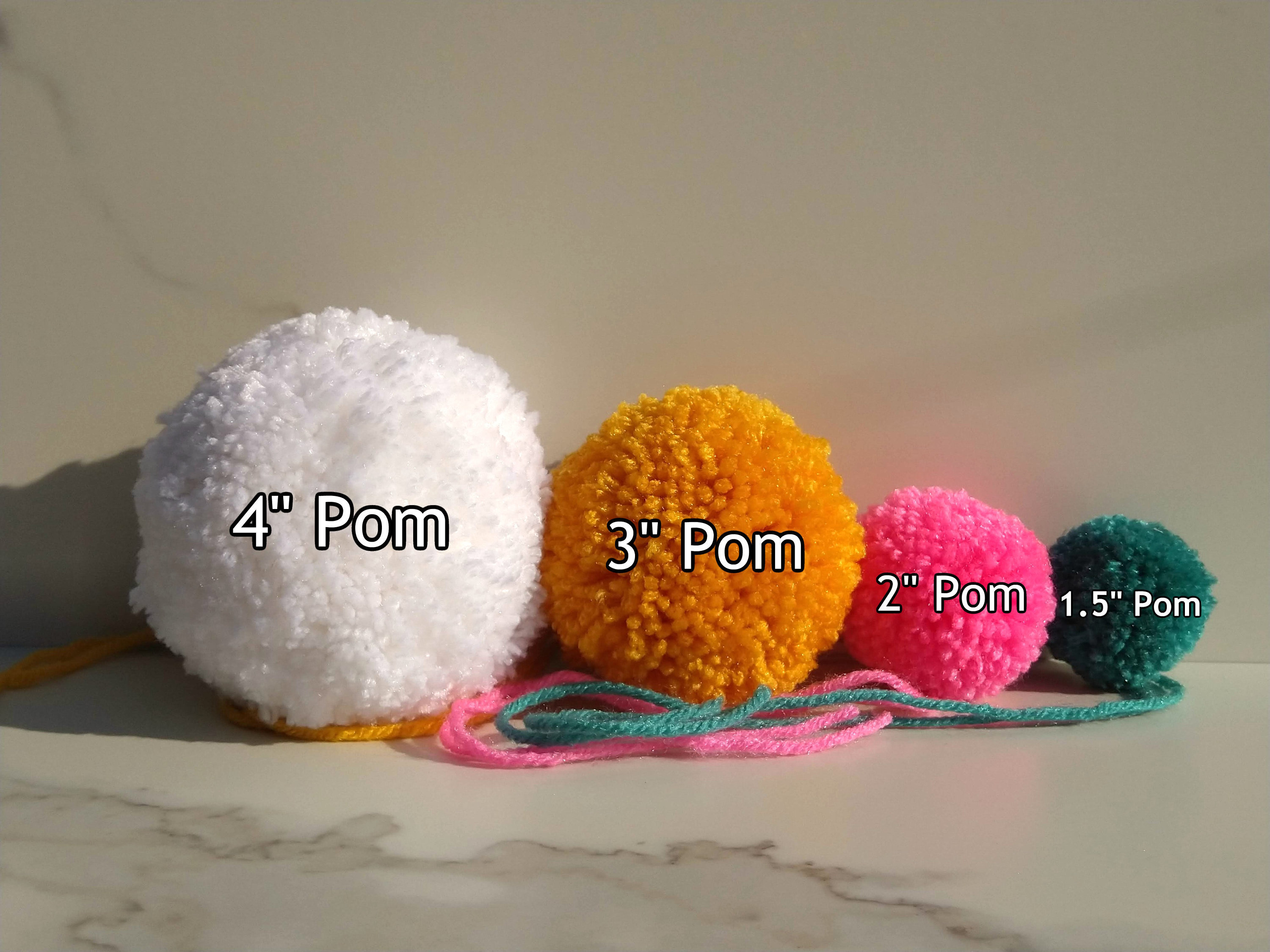 Four Extra Large Pom Poms 4 Custom Made Yarn Balls in 55 Colors for DIY  Crafts 