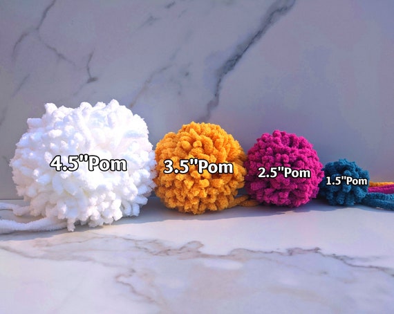 Single Large Yarn Pompoms 3 inch Pom Poms with Tails for Crafts or Decor in  the Color of Your Choice (Yellow)