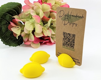 Lemon Place Card Holder for Wedding Table Numbers, Name Tags, and Labels, Holds 3.5"x5" and smaller, 1.5" PLA, Yellow Citrus, Singles to 100