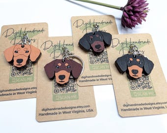 Dachshund Keychain, Dachshund Gift, Sausage Dog, Wiener Dog, Black and Tan, Badger Dog, Dachshund Face, Gift for Dachshund Owner