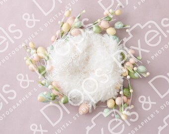 Pink Easter Wreath Newborn Digital Backdrop, Digital Backdrop, Newborn Digital Background, PNG Baby Backdrop, Backdrop for Photoshop Floral