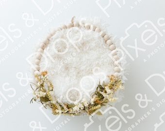 White and Floral Newborn Digital Backdrop, Digital Backdrop for Newborn, Newborn Digital Background,PNG Baby Backdrop,Backdrop for Photoshop
