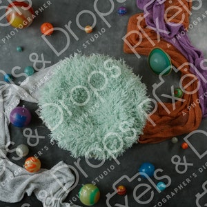 Mint Solar System Outer Space Newborn Digital Backdrop Background White Dark Gray Purple Orange Aqua Teal Mint Planets