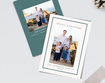 Holiday Photo Card – Blue Green Christmas Canva Template