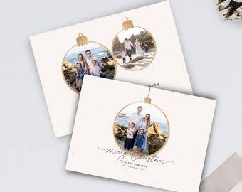 Holiday Photo Card – Christmas Balls Canva Template