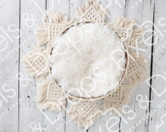 White Wood Bowl Boho Newborn Digital Backdrop, Digital Backdrop for Newborn, Digital Background, PNG Baby Backdrop, Backdrop for Photoshop