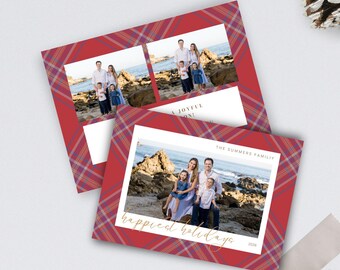 Holiday Photo Card – Red Plaid Christmas Canva Template