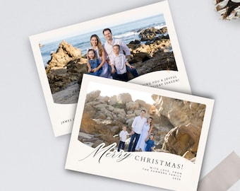 Holiday Photo Card – Curve Geometric Christmas Canva Template