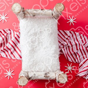 Holiday Red & White Log Wooden Bed Newborn Digital Backdrop, Digital Backdrop for Newborn, Newborn Digital Background