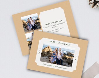 Holiday Photo Card – Beige Ticket Christmas Canva Template