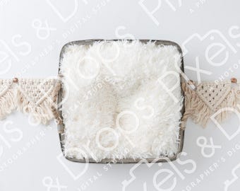 Square Bowl White Boho Newborn Digital Backdrop, Digital Backdrop for Newborn, Digital Background, PNG Baby Backdrop, Backdrop for Photoshop