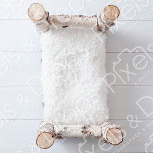 White Wood Log Bed Digital Backdrop, Digital Backdrop for Newborn, Newborn Digital Background, PNG Baby Backdrop, Backdrop for Photoshop