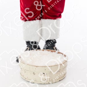 Santa Feet with Circle Basket for Newborn White Backdrop, Santa for Photoshop, Christmas Stock Photography, Santa Overlay
