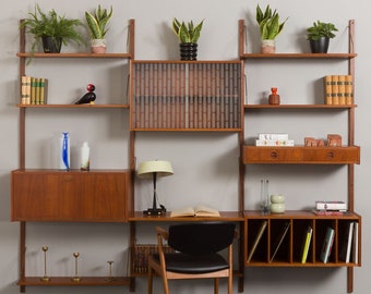 Mid-century Danish wall unit with vinyl records compartment, 1960s