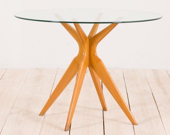 Italian round glass dining table in the style of Ico Parisi, 50s