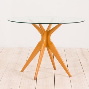 Italian round glass dining table in the style of Ico Parisi, 50s