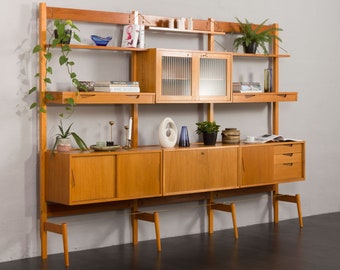 Scandinavian teak free standing “Rival” wall unit by Kjell Riise, Norway 1960s